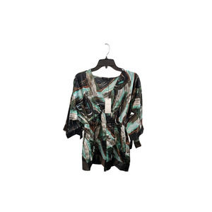 BCBG Maxazria Abstract Print Blouse, L, Green, Women's Top